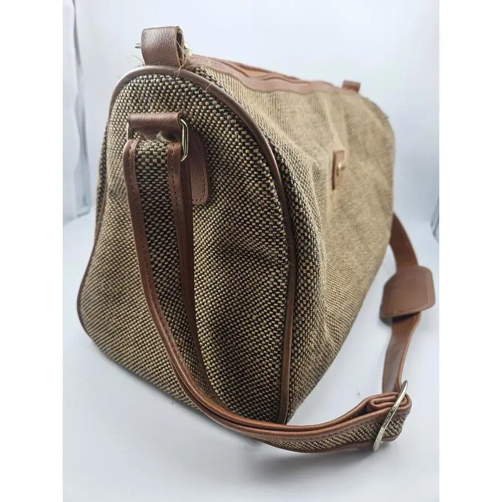 ​Vintage Samsonite Tapestry Duffle Bag Shoulder Strap 14 x 8.in Tweed Pattern